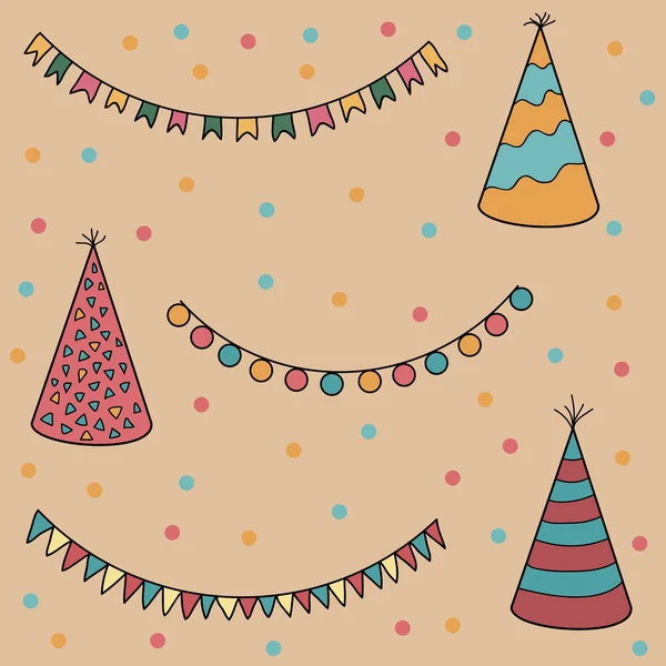 Party set with colorful garlands