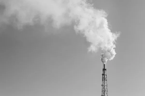 Air pollution chimney factory black and white