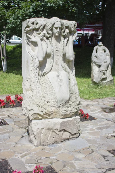 Sculpture in the town square of the resort in the Carpathian Mou