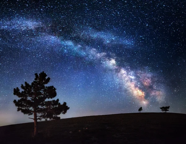 Milky Way. Beautiful summer night sky with stars in Crimea