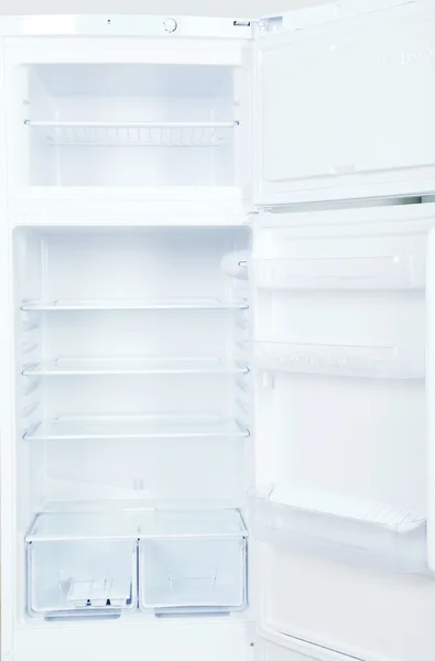 Open fridge with the shelves