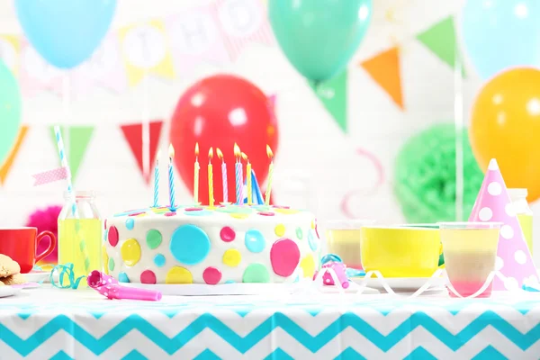 Birthday cake and decorations