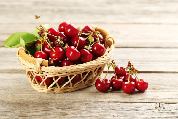 Sweet cherries in basket