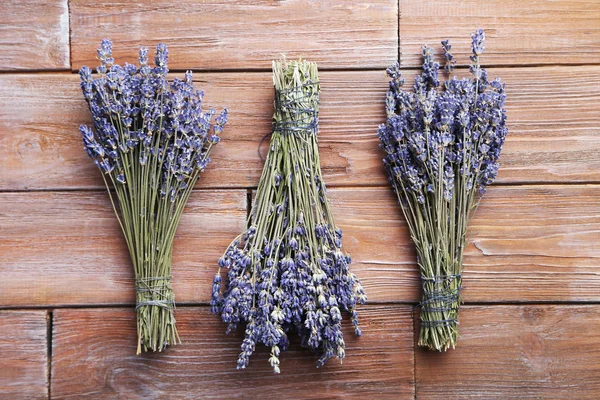 Three bunches of lavender flowers