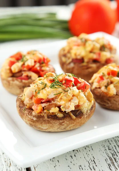 Stuffed mushrooms in plate