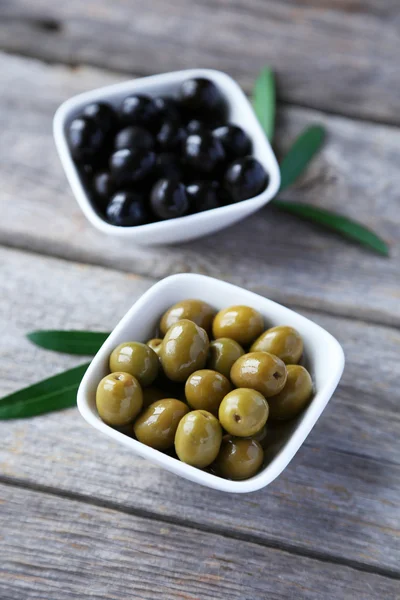 Green and black olives