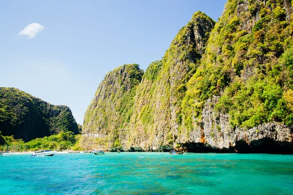 Green sea water infront of green island