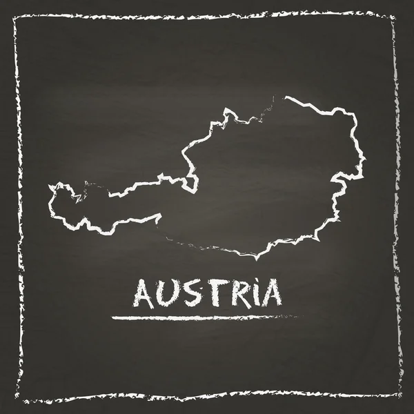 Austria outline vector map hand drawn with chalk on a blackboard.