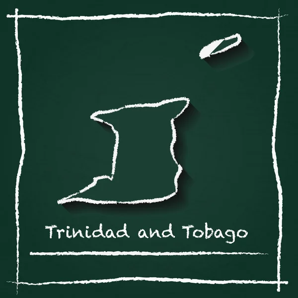 Trinidad and Tobago outline vector map hand drawn with chalk on a green blackboard.