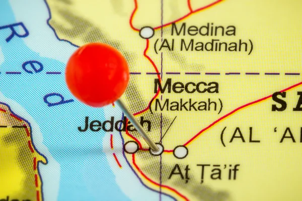 Pin on a map of Mecca, Saudi Arabia