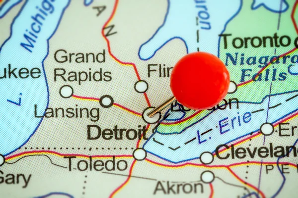 Pin on a map of Detroit
