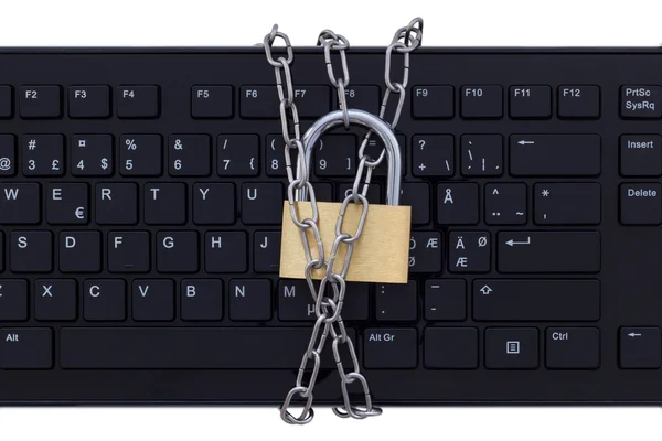 Keyboard protected by metal chain and a lock