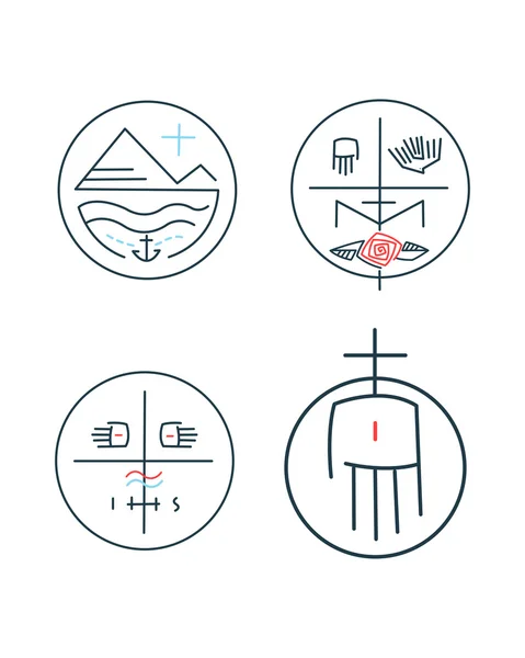 Set of abstract religious symbols