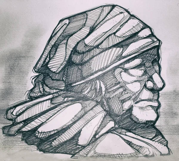 Indigenous woman pencil drawing