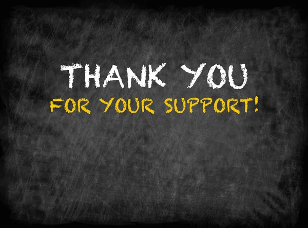 Thank you for your support - text on chalkboard