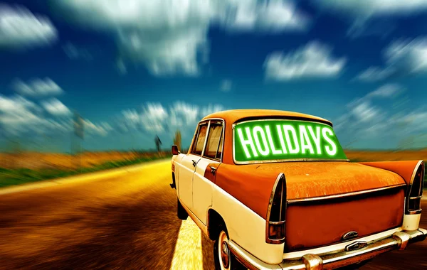 Holidays Concept with Car on Road