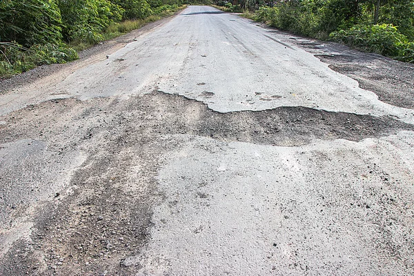 Damaged road in the countryside