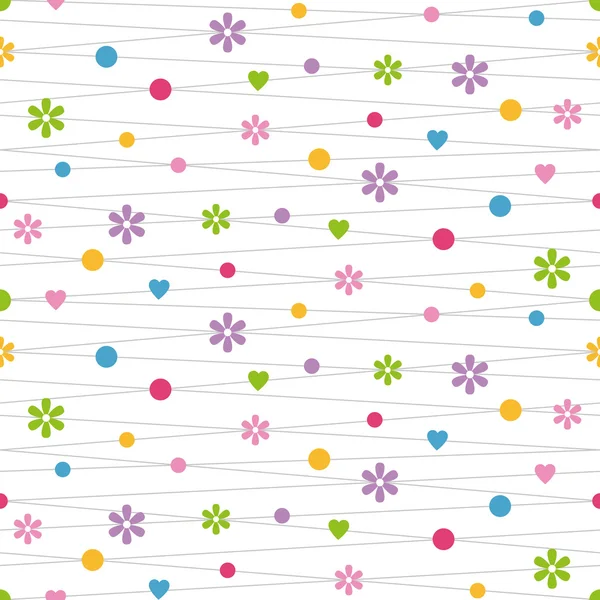 Hearts flowers and dots pattern