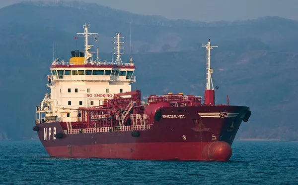 Tanker Crystal East anchored in the roads. Nakhodka Bay. East (Japan) Sea. 19.04.2014