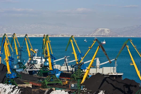 Loading of coal on ship J-Harmony in the port of Nakhodka. Nakhodka Bay. East (Japan) Sea. 02.03.2015