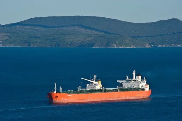 Tanker Sanar-7 anchored in the roads. Nakhodka Bay. East (Japan) Sea. 17.09.2014