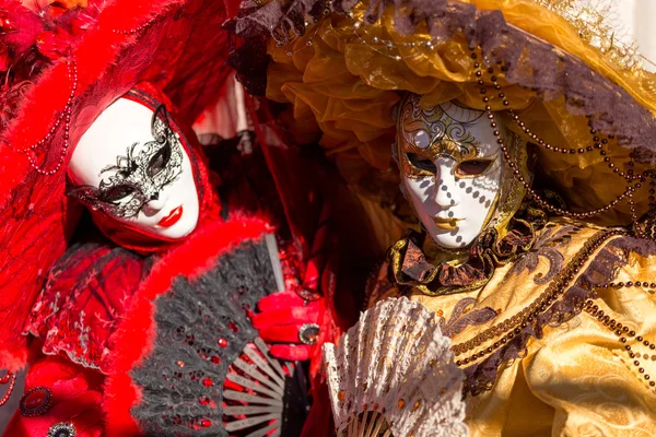 VENICE - January 14 : An unidentified person in a carnival costume attends the end Carnival of Venice , January 14, 2015 in Venice , Italy .