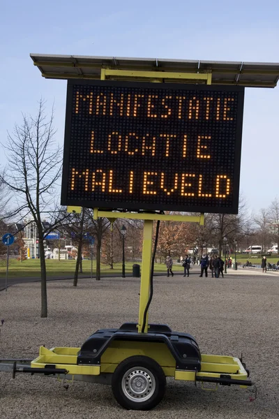 Manifestation sign on Malieveld in The Hague