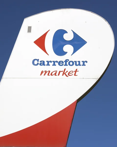 Sign of the Carrefour hypermarche in Paris