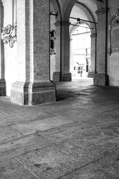 Italian old city centre, raining day. Black and white photo