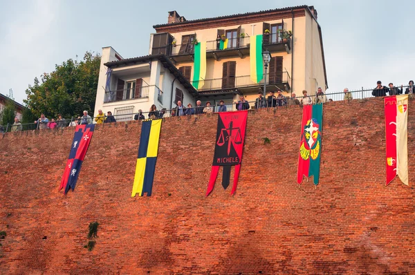 Calliano (Asti), the donkeys race. Color image