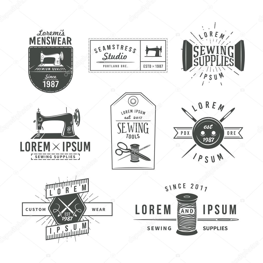 tailor sewing elements emblems vector labels illustration stodio depositphotos