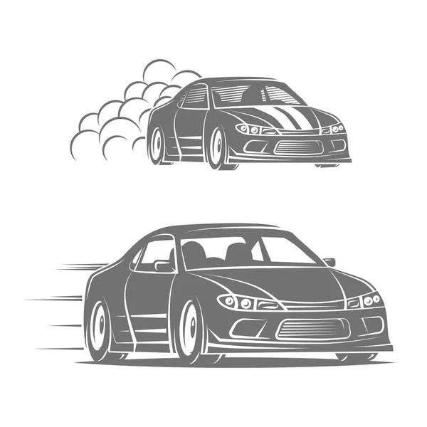 Sport car vector logo design. Street racing illustration. Drift show elements