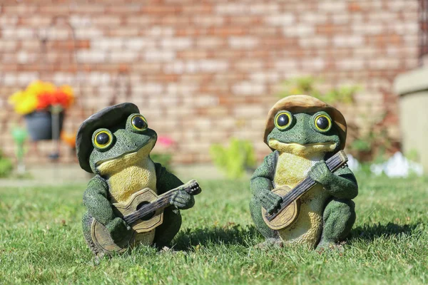Two frogs play guitar