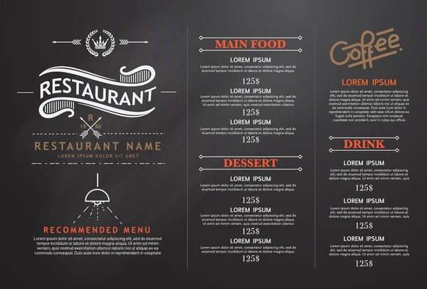 Vintage and art restaurant menu design.