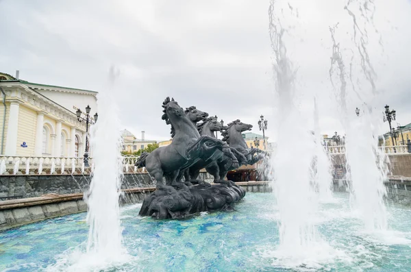 Fountain Four Seasons on Manezh Square in Moscow, Russia.