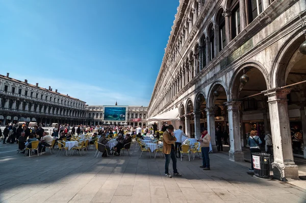 People visit San Marco square in Venice