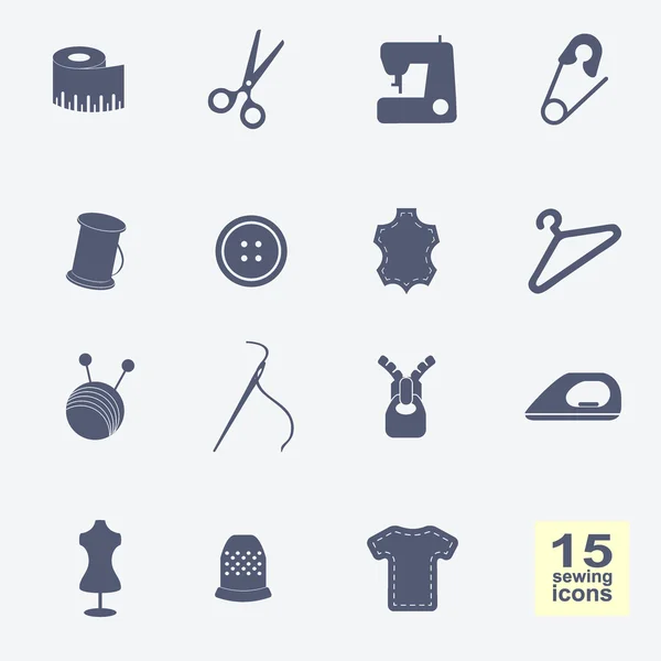 Vector sewing equipment and needlework icons set