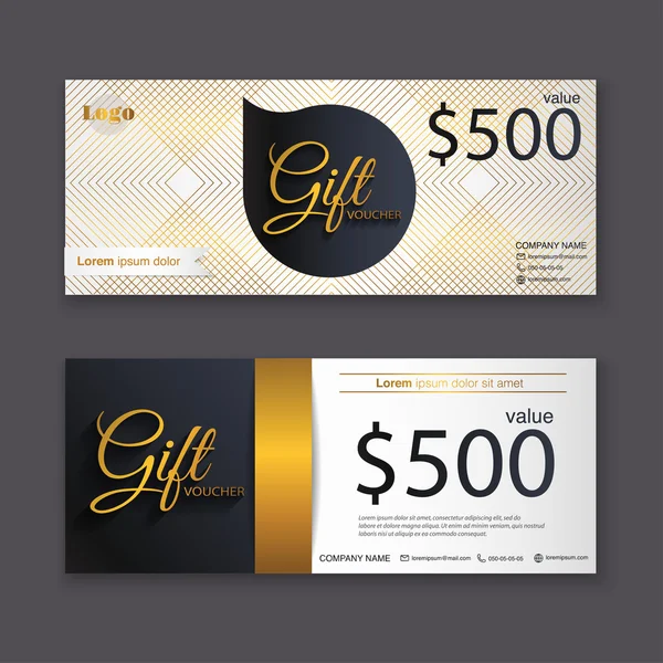 Gift voucher template with gold pattern