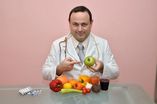 Doctor and healthy food