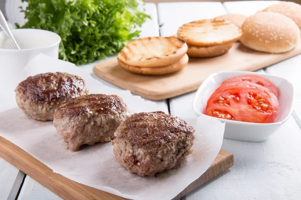 Ingredients for homemade hamburger