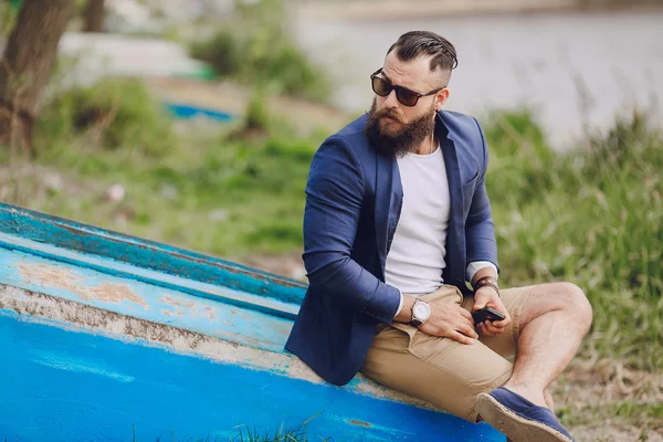 Bearded man on the boat
