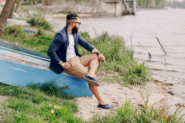 Bearded man on the boat