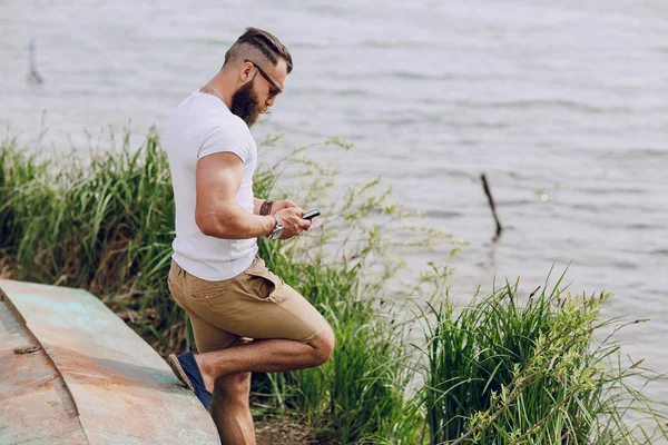 Bearded man on the boat