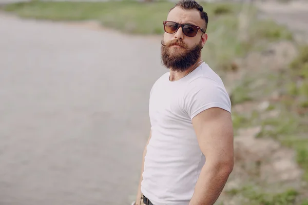 Bearded man on thebeach