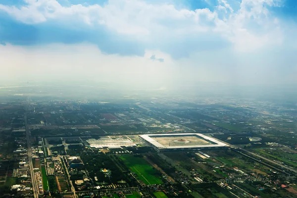 Aerial Shot on a landscape of the Outskirts of Bangkok