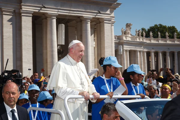 Pope Francis Bergoglio on the Pope Mobile