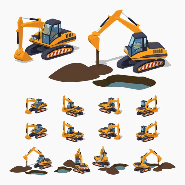 Yellow excavator. Special machinery