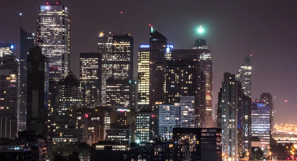 Urban lighted landscape of Toronto.  Long exposure of urban lighted skyline on a hot humid August evening.