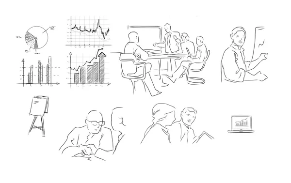 Business meeting hand drawing chart