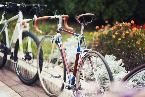 Retro bicycles in park